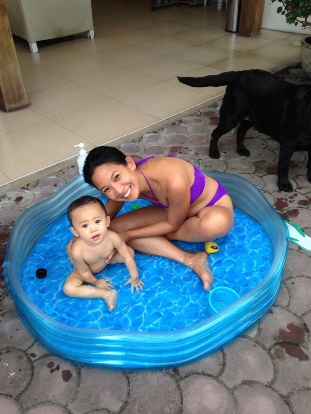 Mom and babe in the pool before Mom gets kicked out!